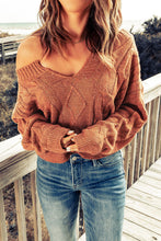 Loose Fit Knit V Neck Cropped Sweater