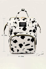 Bright White Cow Spot Print Multi Pocket Canvas Backpack