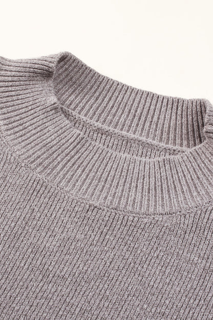 Jersey gris extragrande con hombros caídos y mangas abullonadas 