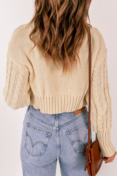 Cable Knit Crop Cardigan With Camisole