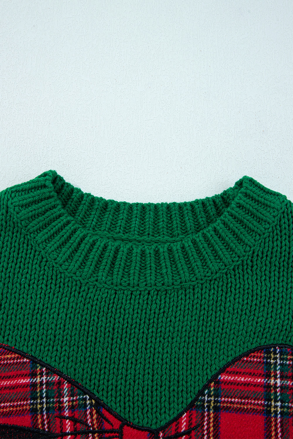 Evergreen Plaid Bow Graphic Christmas Sweater