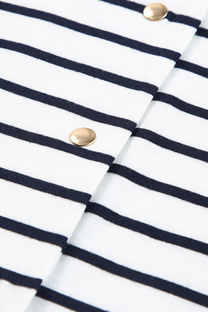 Haut à manches longues boutonné à volants et imprimé rayé