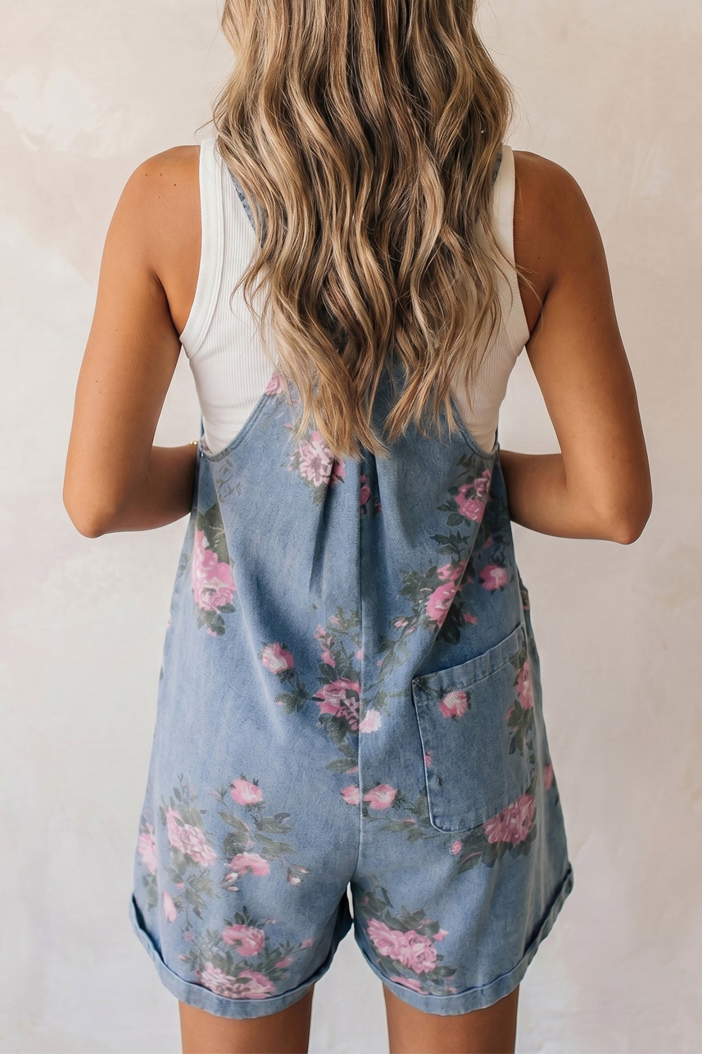 Myosotis Floral Print Denim Shortalls