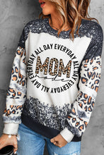 PRAY Letter Leopard Bleached Color Block Sweatshirt