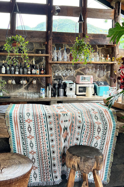 Western Pattern Tasseled Large Blanket