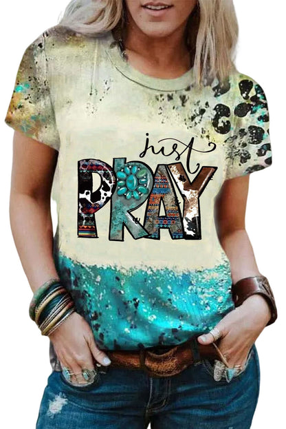 Just PRAY Camiseta con estampado de mezcla de moda occidental