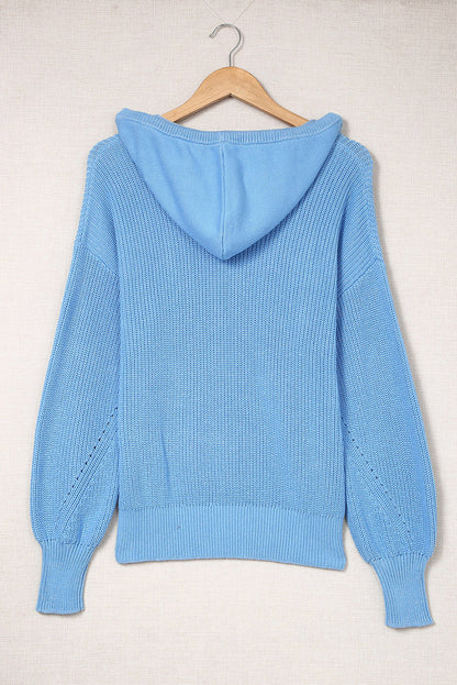 Pull à capuche col V Henley 