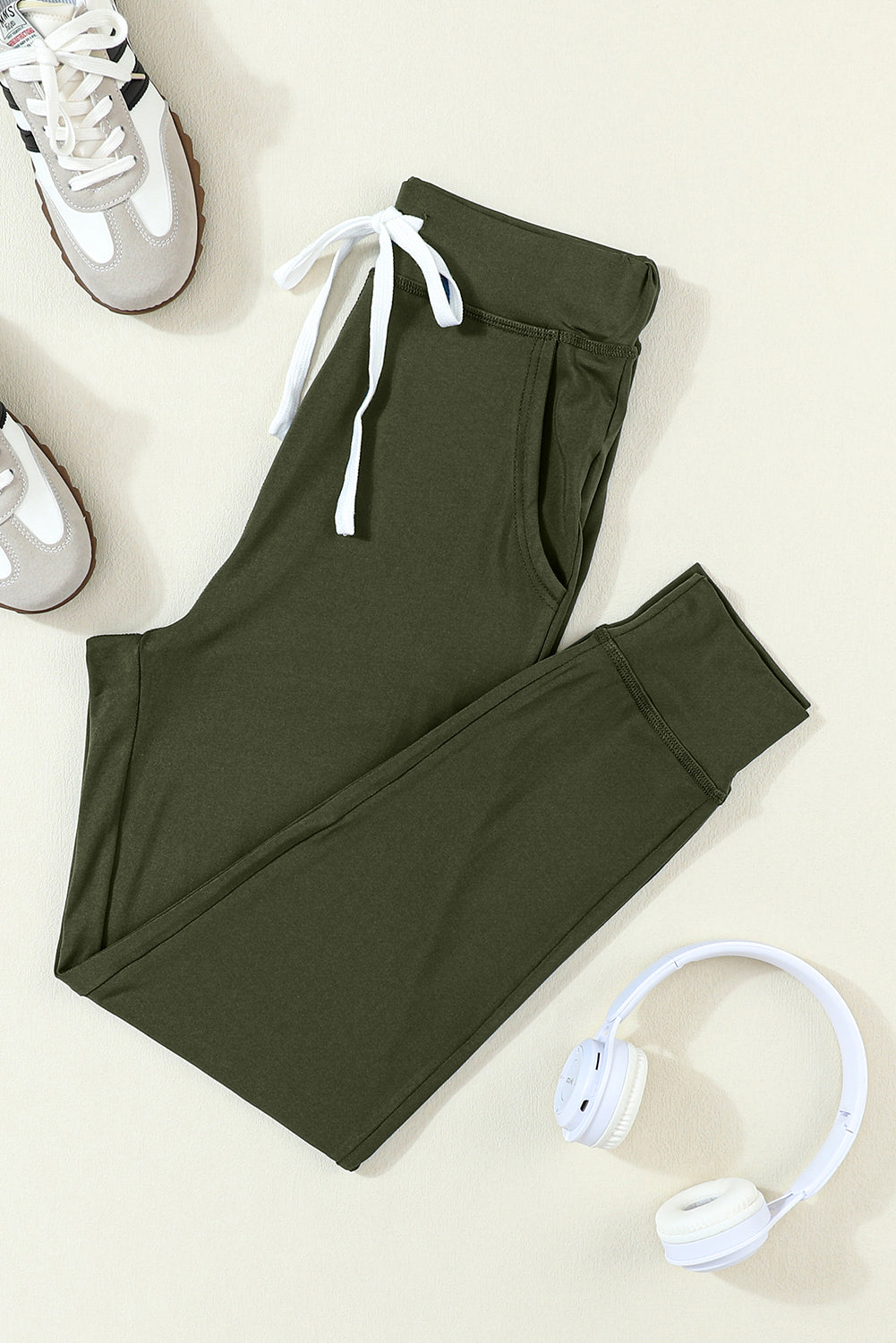 Pantalon de jogging vert mousse avec cordon de serrage à la taille et poches