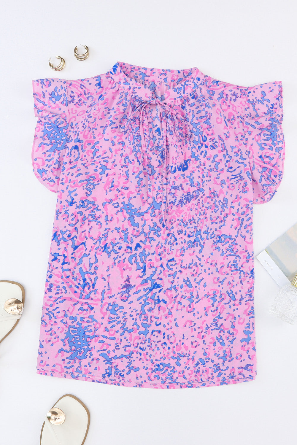 Haut à lacets et volants à imprimé léopard 