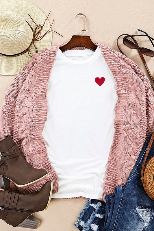 Valentines Heart Pattern Embroidery T Shirt