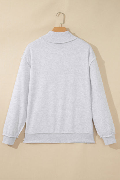 Light Grey Polka Dot Letter Print Loose Fit Long Sleeve Plus Size Sweatshirt