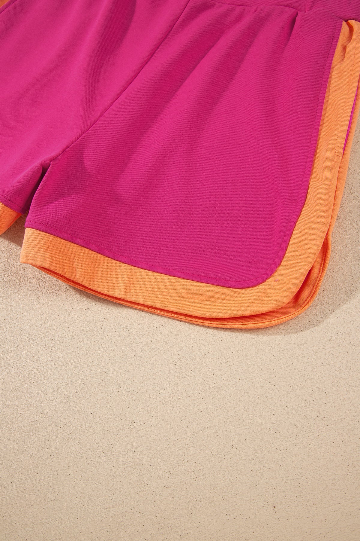 Green Color Block Accent Half Zip Top Athleisure Shorts Set