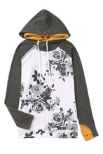 Floral Pattern Raglan Sleeves Double Hood Sweatshirt