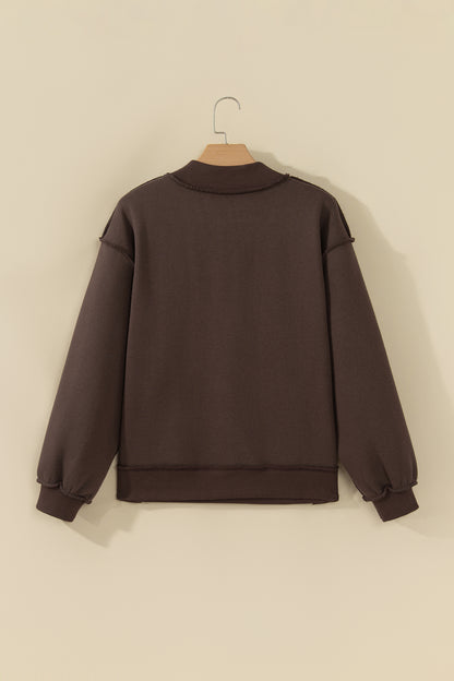 Coffee PRAY Polka Dot Embroidered Mock Neck Sweatshirt