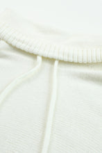 Drawstring Cowl Neck Ribbed Trim Sweater