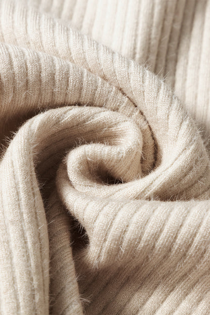 Pull col montant en maille côtelée avec doublure thermique abricot