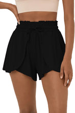 Black Frilly High Waist Petal Wrap Swim Shorts