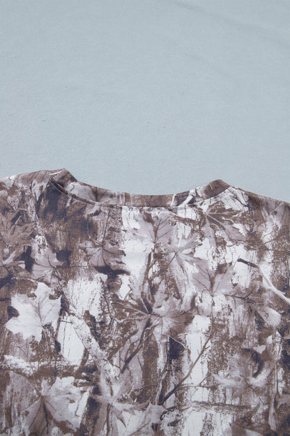 Khaki Camouflage Woodland Print Drop Shoulder Tunic Tee