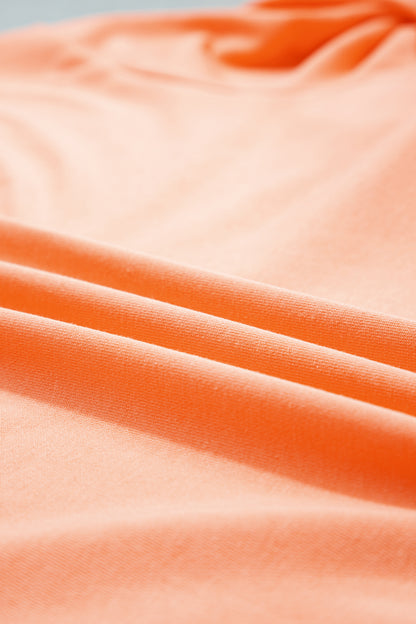 Grapefruit Orange Color Block Contrast Trim Plus Size Sweatshirt