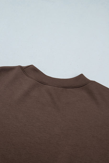 Coffee Camouflage Sleeve Crewneck Baggy Pullover Sweatshirt