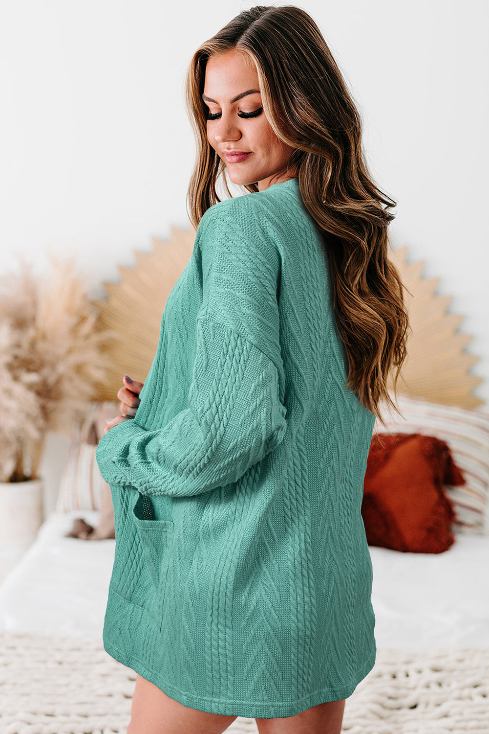 Cardigan ouvert à texture unie Canton avec poche