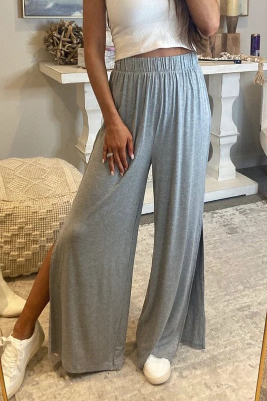 Side Slits Wide Leg High Waist Pants