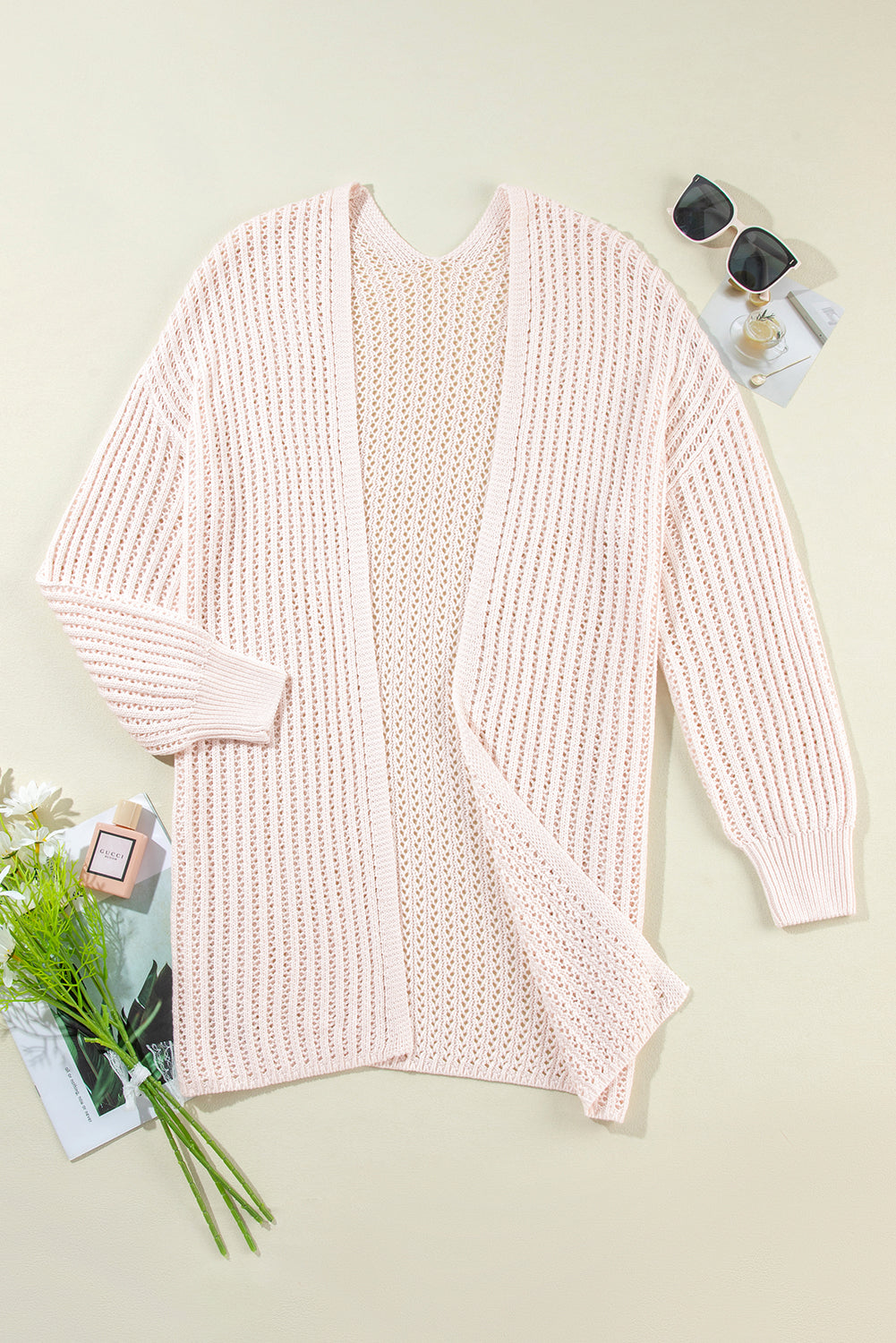 Cardigan ouvert sur le devant à épaules tombantes et crochet creux Jet Stream