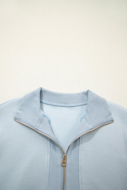 Beau Blue Half Zip Polo Tee Casual Pant Set
