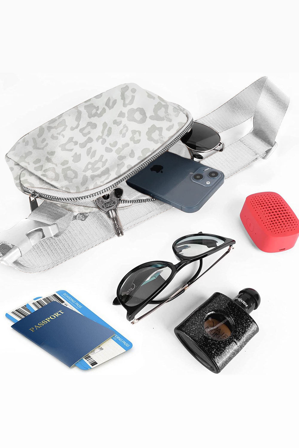 Leopard Print Buckle Canvas Chest Bag 20*5*14cm