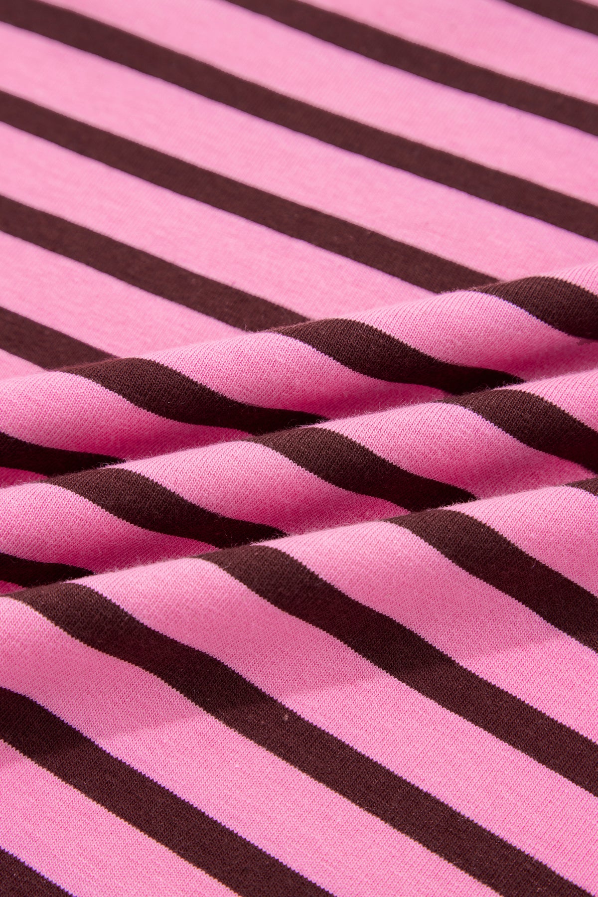 Pink Stripe V Neck Long Sleeve Drop Shoulder Blouse
