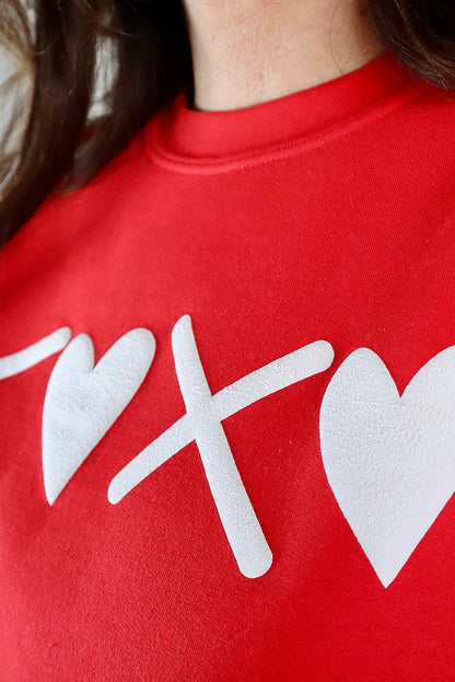 Sweat-shirt de Saint-Valentin imprimé cœur Red Puff XOXO