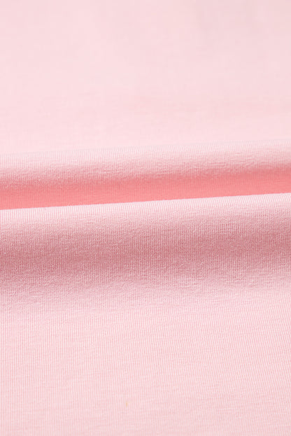 Pink Colorblock Long Sleeve Buttons Henley Top