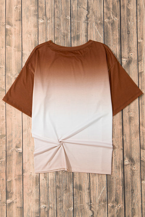Brown TAKE ME TO TEXAS Cow Gradient Color Graphic Tee