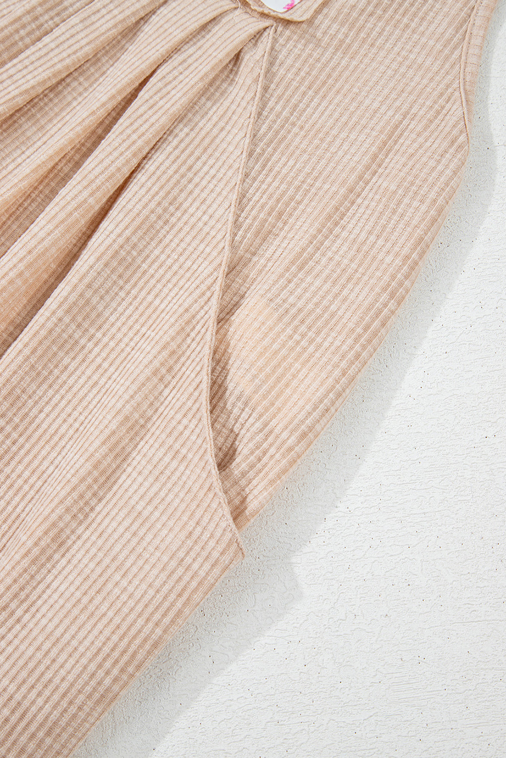 Jet Stream Floral Patchwork Ribbed Side Pockets Wide Leg Jumpsuit