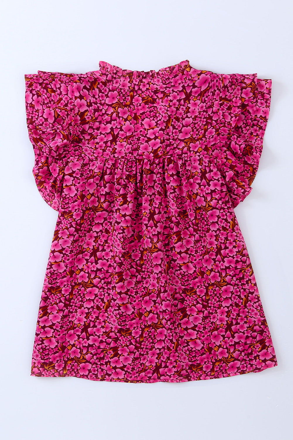 Haut à col en V et manches flottantes à imprimé floral