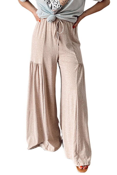 Pantalones anchos plisados ​​con cordón caqui 