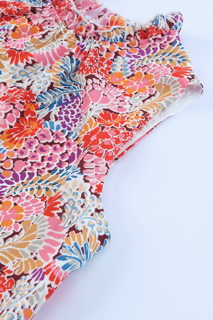 Camiseta sin mangas holgada con estampado floral multicolor