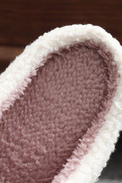 White XO XO Glitter Trim Letter Patched Plush House Slippers