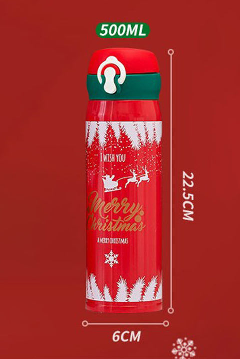 Fiery Red Merry Christmas Graphic Vacuum Cup