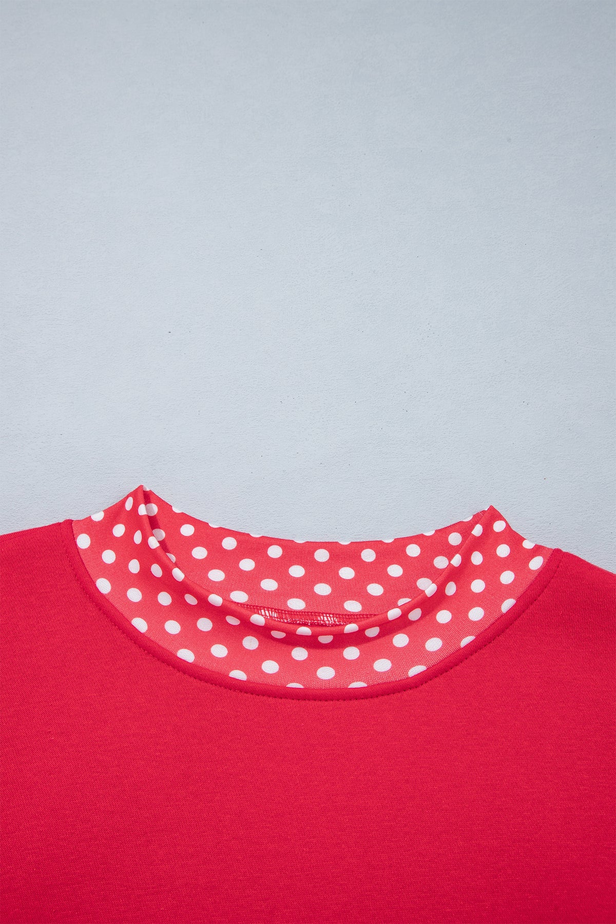 Red Colorblock Polka Dot Contrast Trim Oversized Sweatshirt