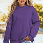 Tillandsia Purple Oversize Drop Shoulder Reversible Mock Neck Sweatshirt