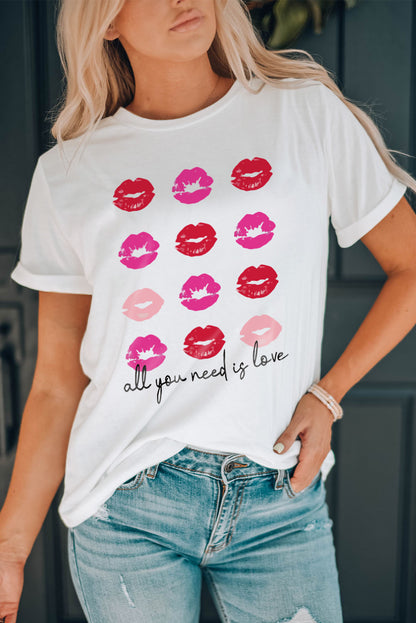 all you need is love Valentines Kisses Graphic Tee