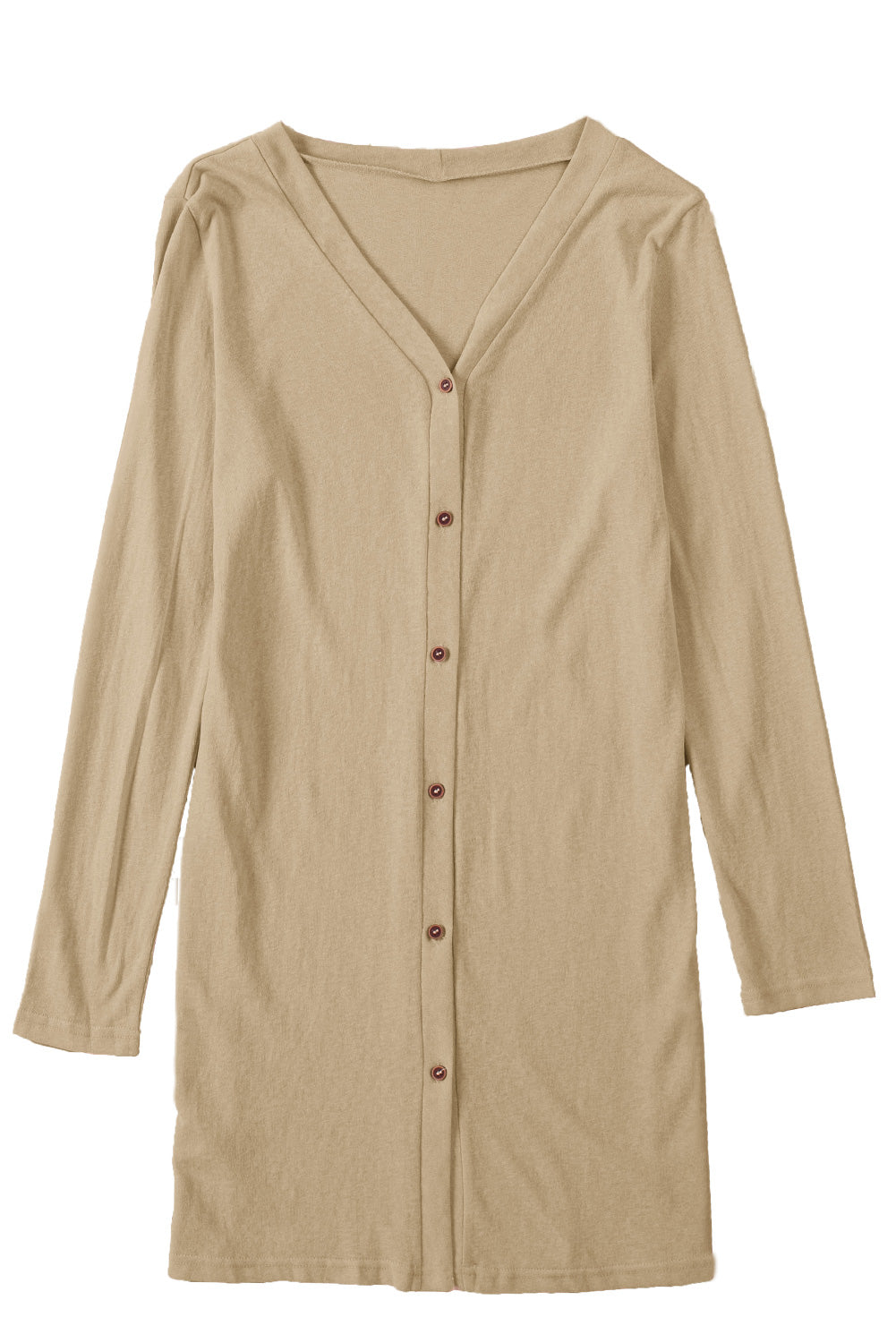 Cardigan ouvert à boutons de couleur unie beige
