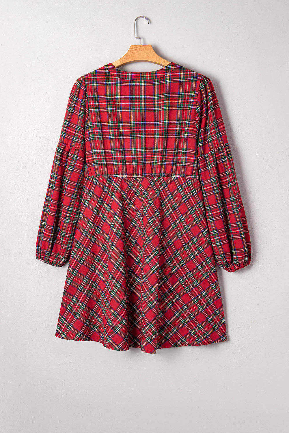 Red Plus Size Plaid Half Button Long Sleeve Holiday Dress Red / 2X / 75%Polyester+25%Cotton Red Plus Size Plaid Half Button Long Sleeve Holiday Dress Red / 2X / 75%Polyester+25%Cotton