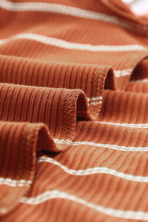 Extend Color Block Cuffs Rib Knit Striped Pullover