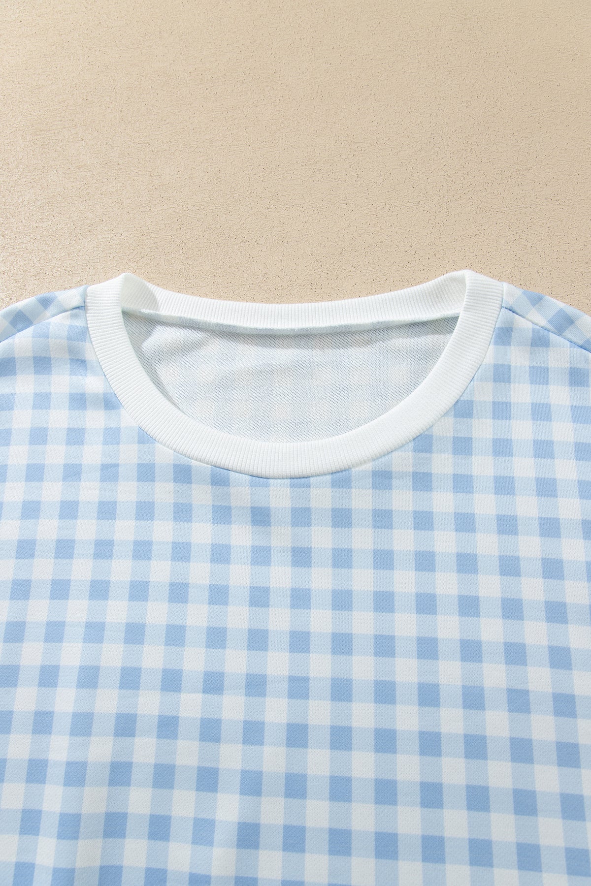 Light Blue Casual Plus Size Plaid Sweatshirt