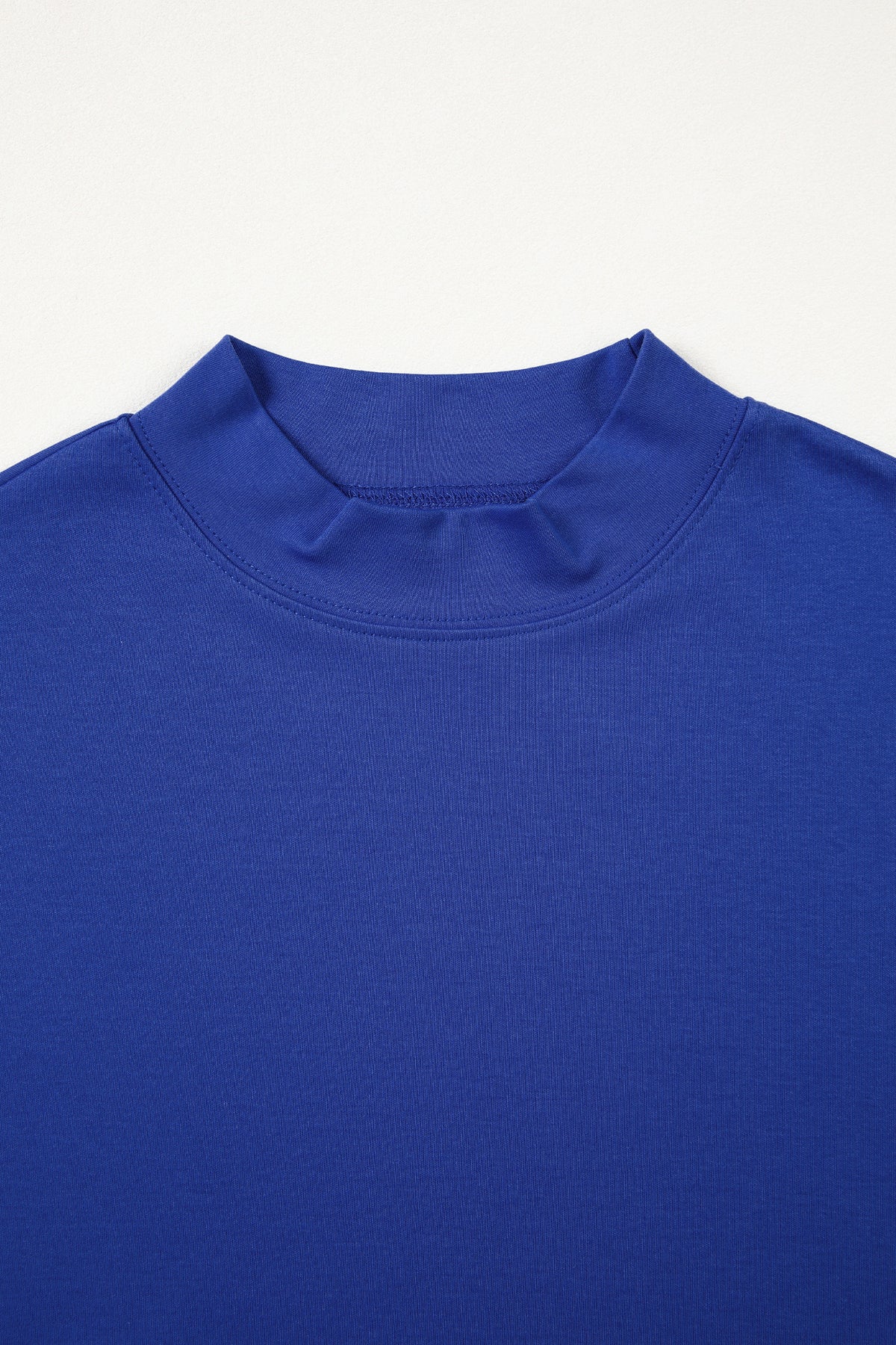 Dark Blue Solid Color High Neck Oversize Tee