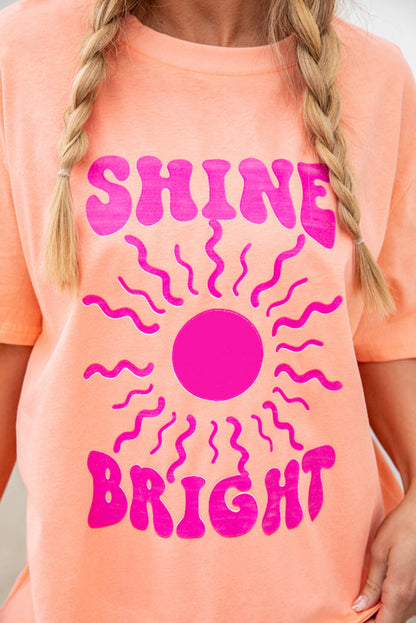T-shirt décontracté graphique rose SHINE BRIGHT