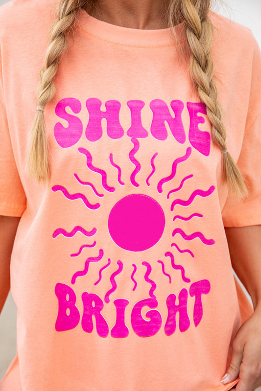 T-shirt décontracté graphique rose SHINE BRIGHT