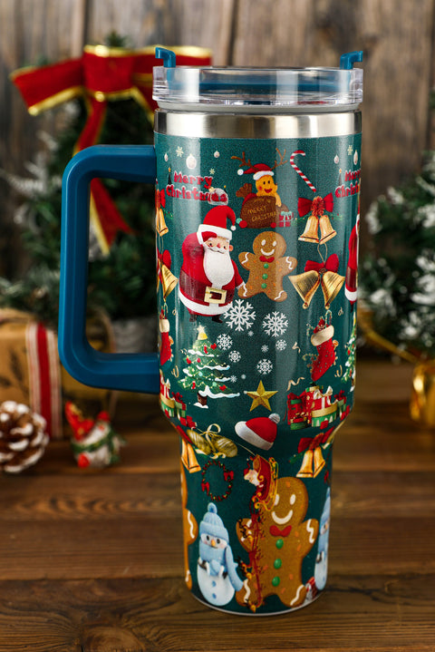 Iceland Blue Christmas Pattern Print Handled Stainless Steel Tumblers